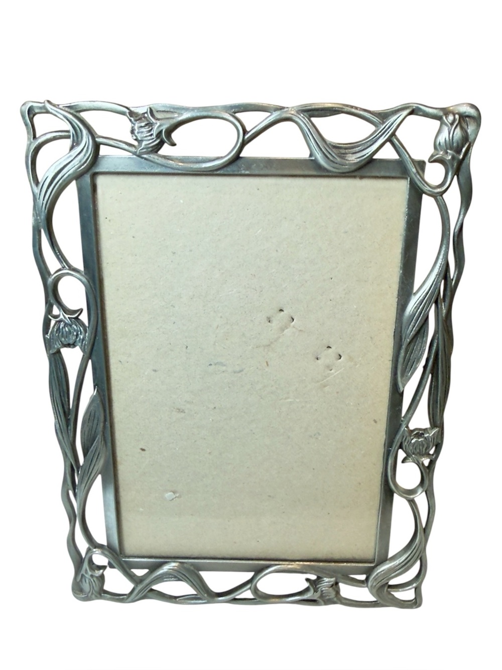 Vintage Floral Scroll Pewter Photo Frame 6.25x4.75 (Desk) Fits 5x3.5 Art Nouveau